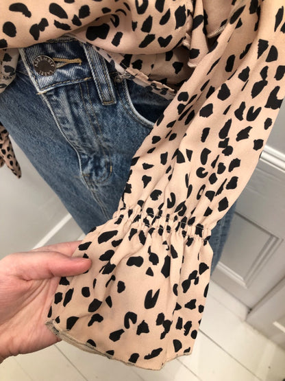 Gloss Beige And Black Leopard Print Top - 6