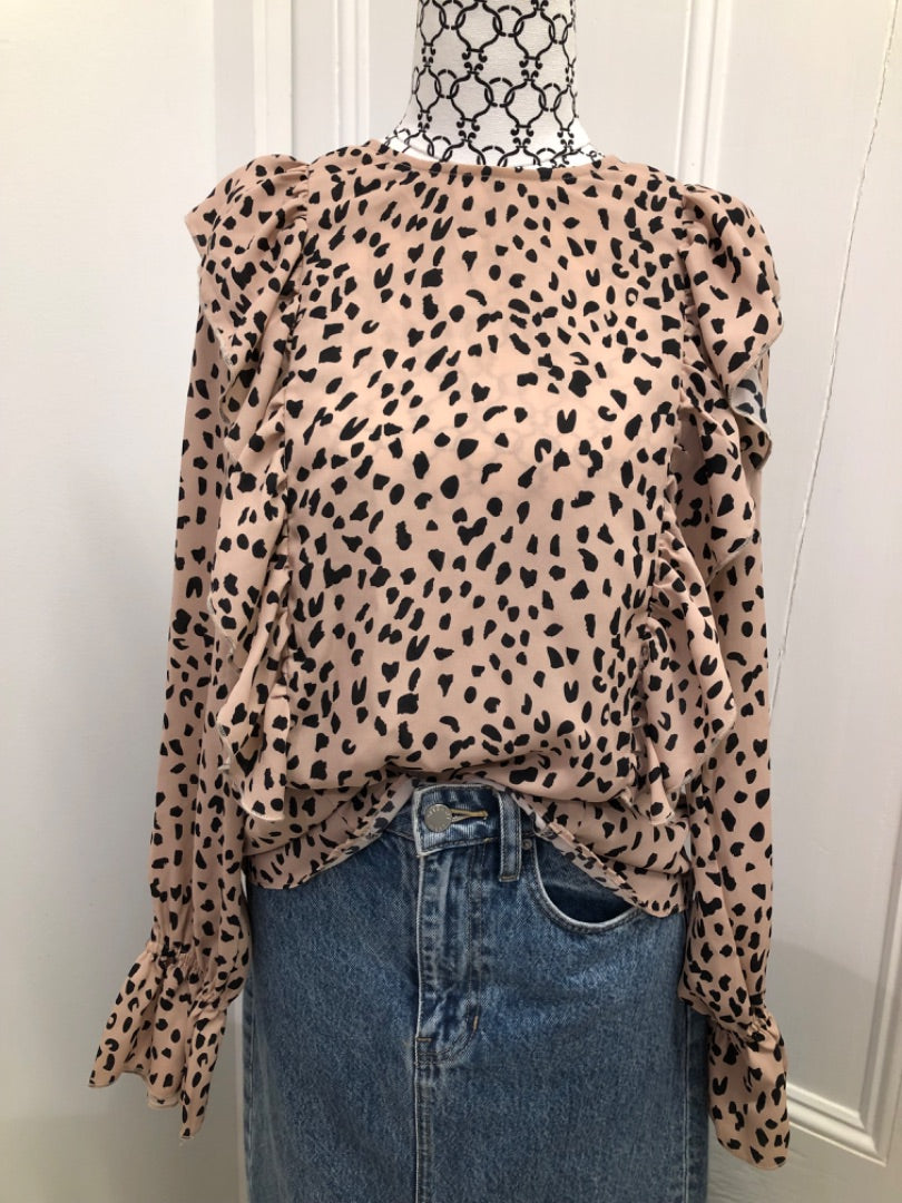 Gloss Beige And Black Leopard Print Top - 6