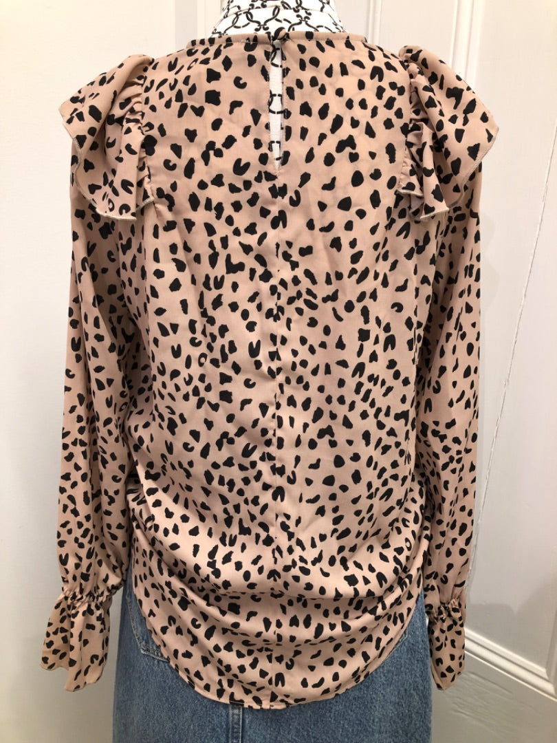 Gloss Beige And Black Leopard Print Top - 6