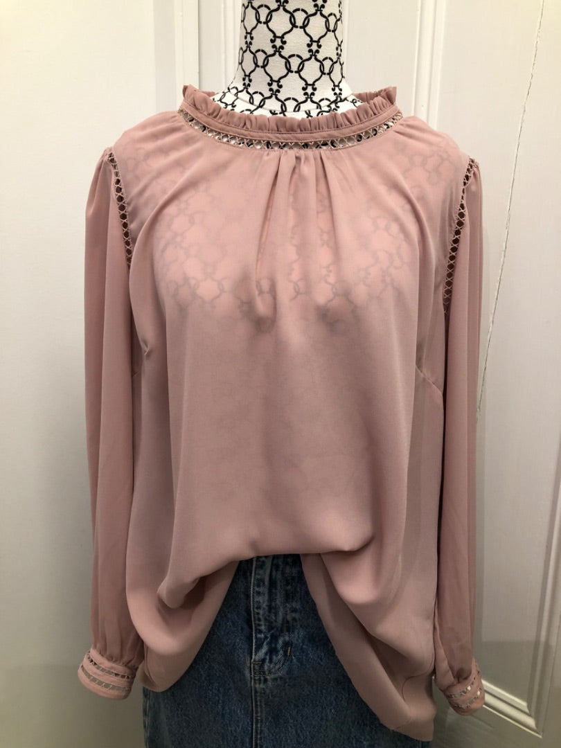 City Chic Blush Pink Cut Out Detail Long Sleeve Top - XS