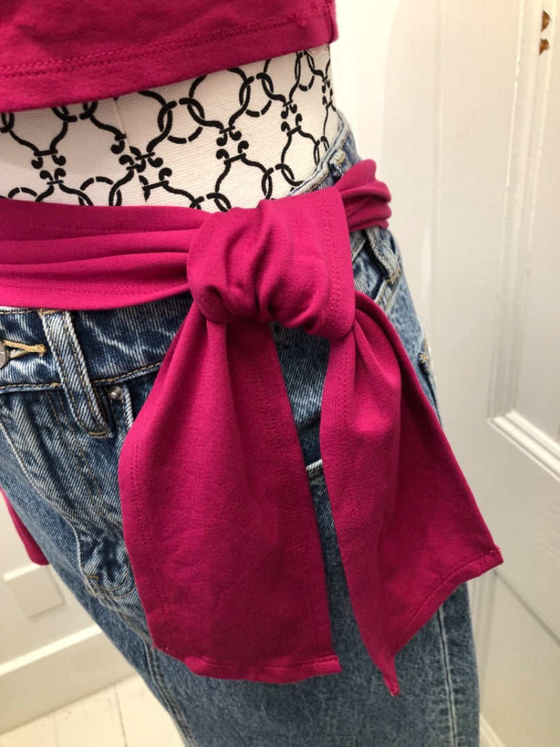 Glassons Deep Pink Cropped Wrap Top - S