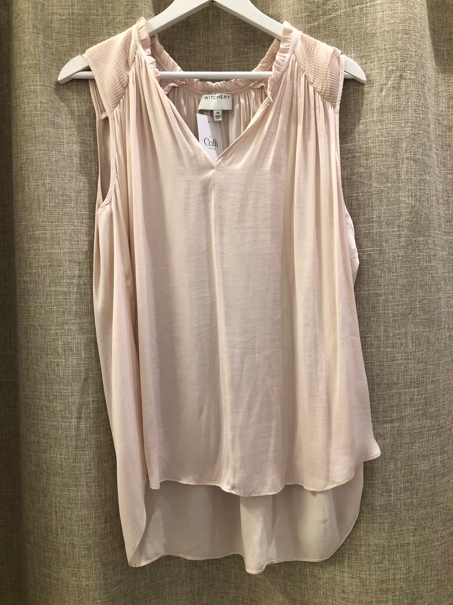 Witchery Champagne Short Sleeve Ruched Top - 16