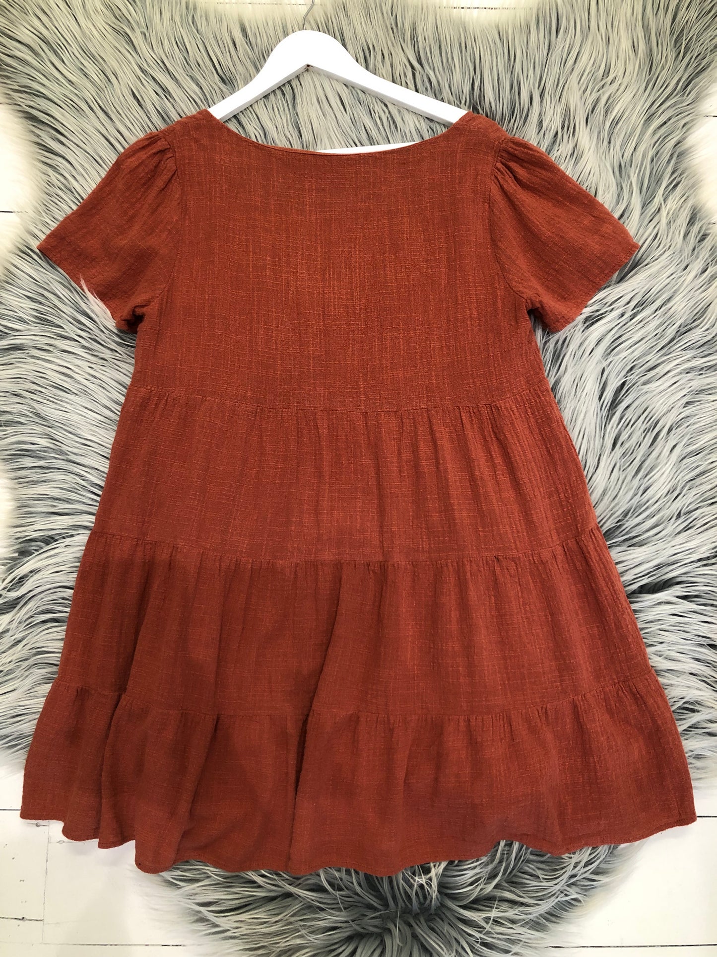 Atmos & Here Burnt Orange Button Up Mini Dress, 12