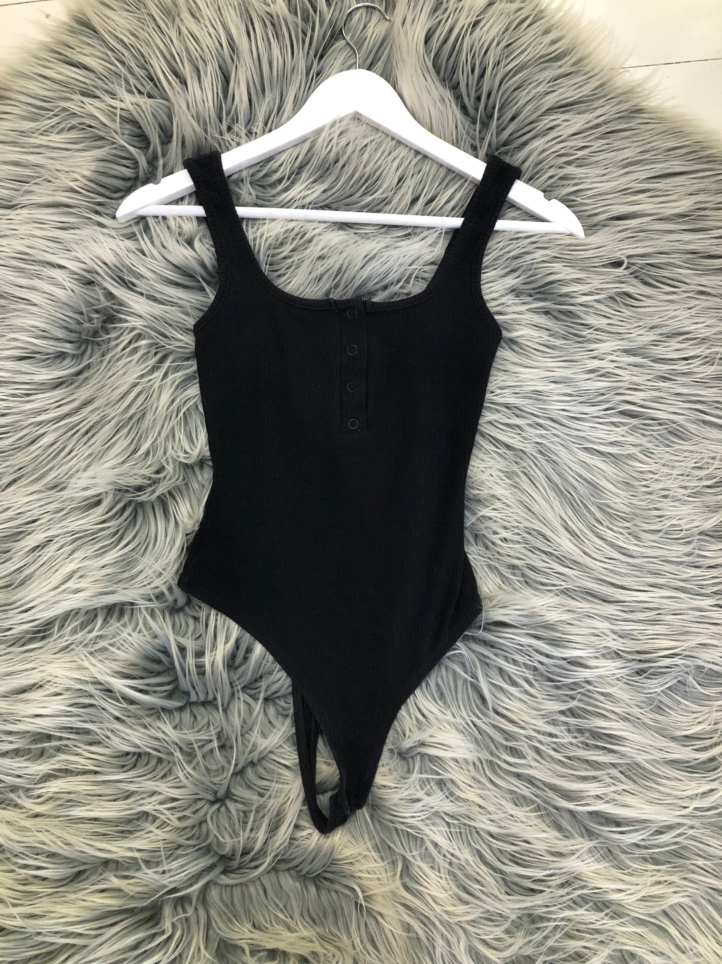 Kookai Black Ribbed Bodysuit, 6/8