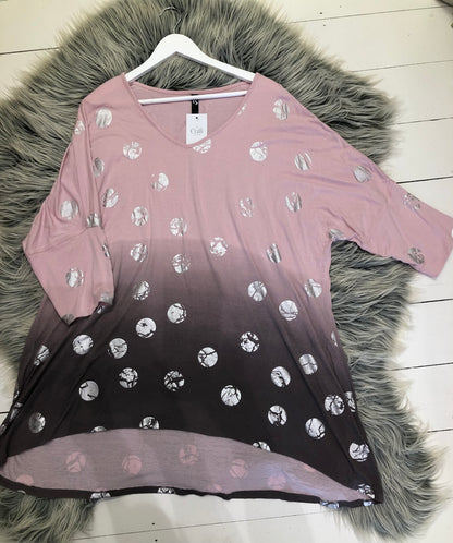 TS Blush Silver Print Top