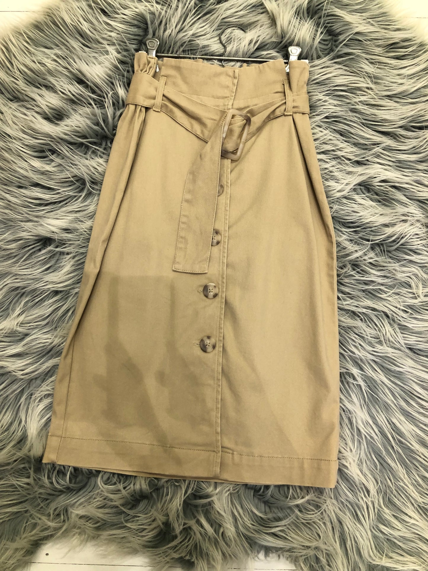 Anko Beige Belted Button Up Skirt, 8