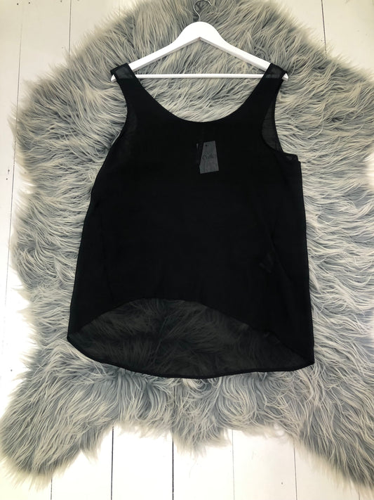 Moochi Black Sheer Singlet Top, 12