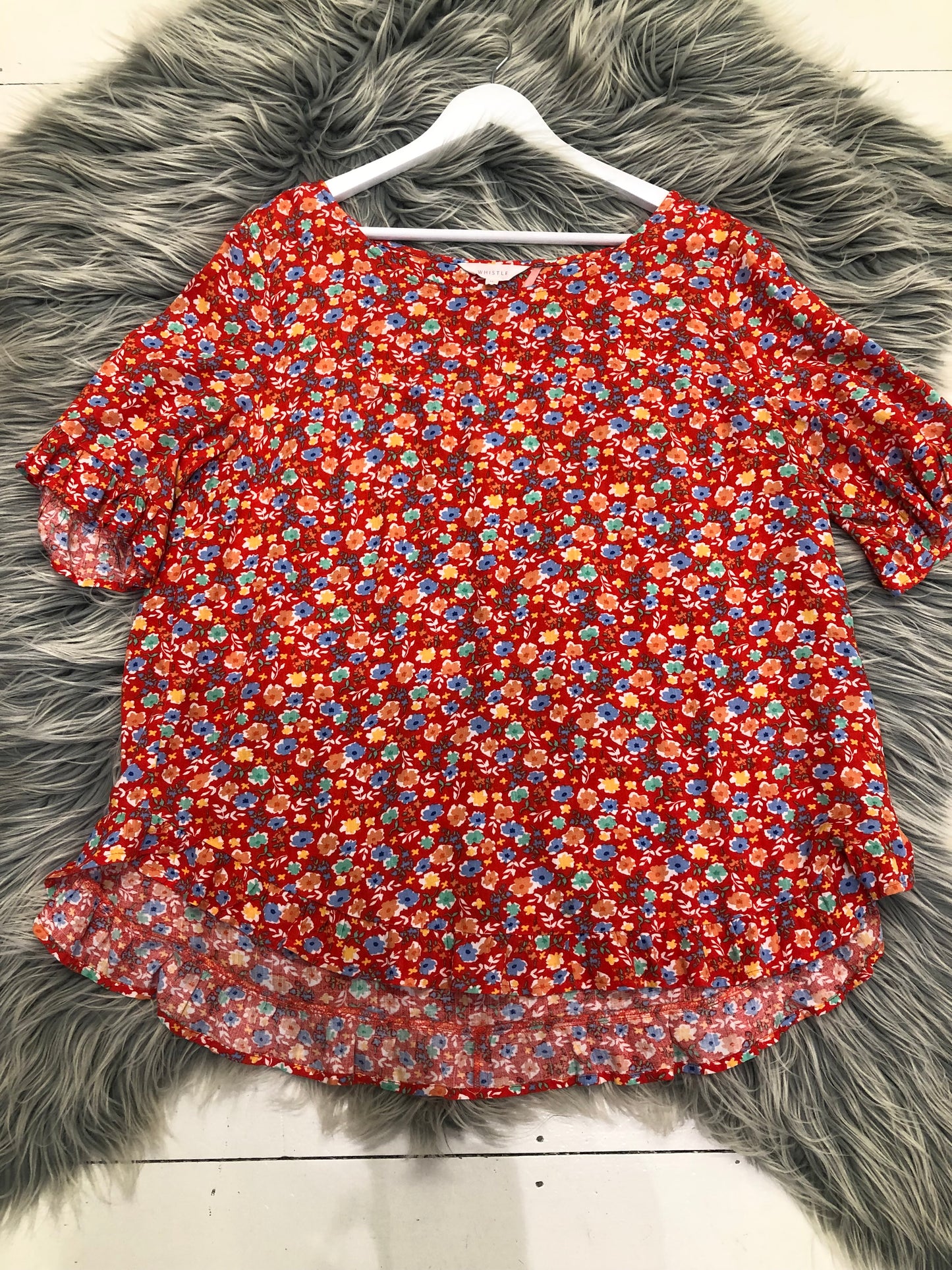 Whistle Bright Orange Print Blouse, 12