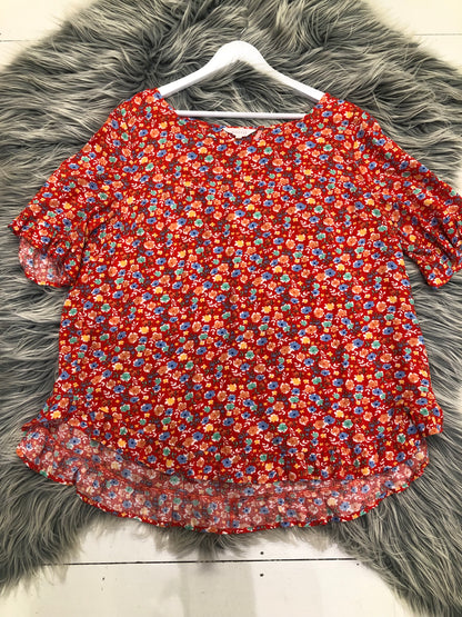 Whistle Bright Orange Print Blouse, 12