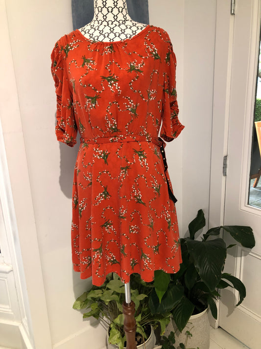 Warehouse Coral Printed Dress, 10