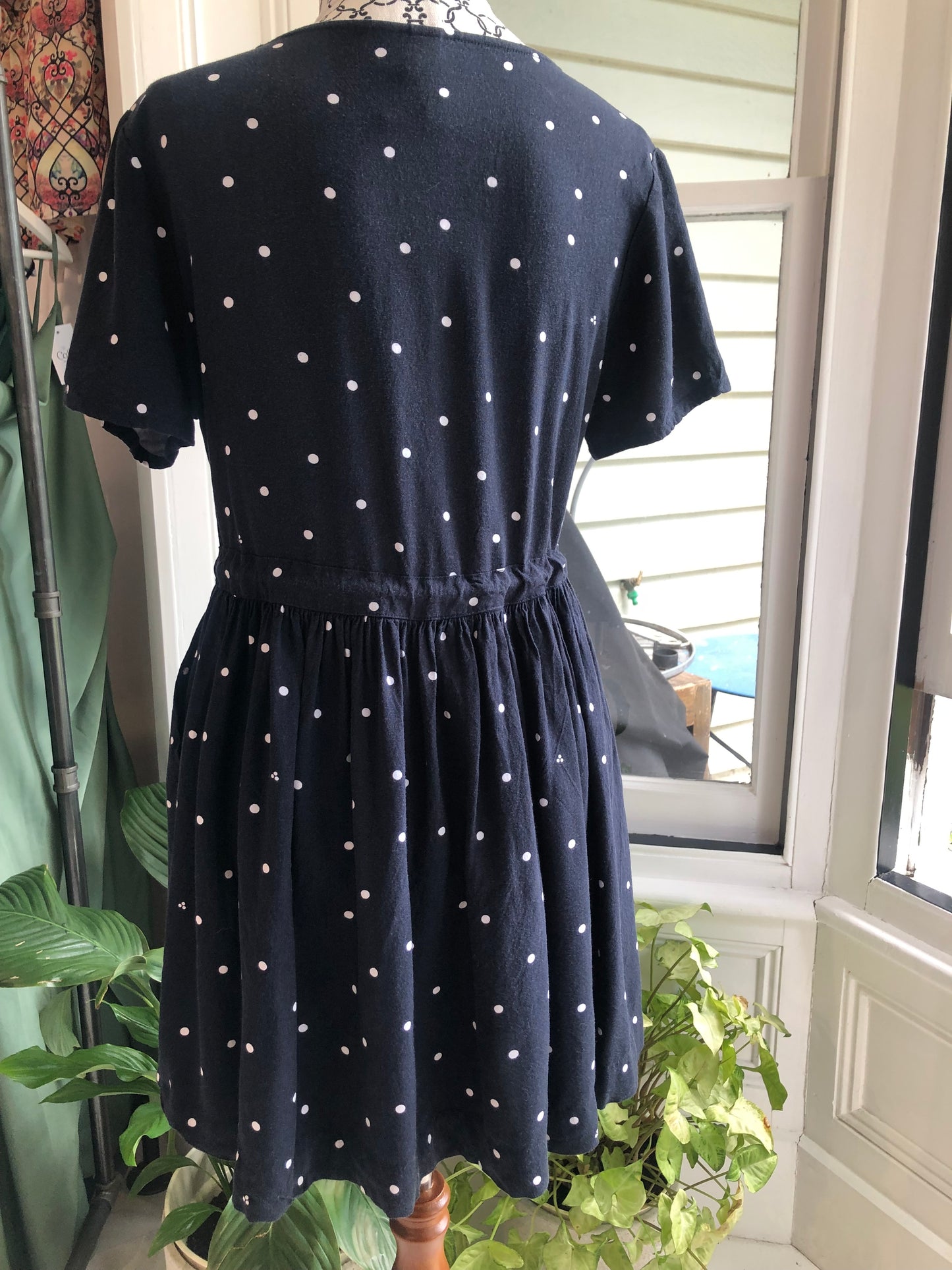 Huffer Navy/White Spot Waist Tie Dress 6