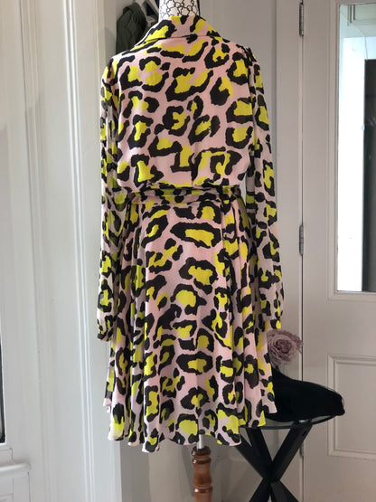 Augustine Yellow/Pink Leopard V Neck Dress