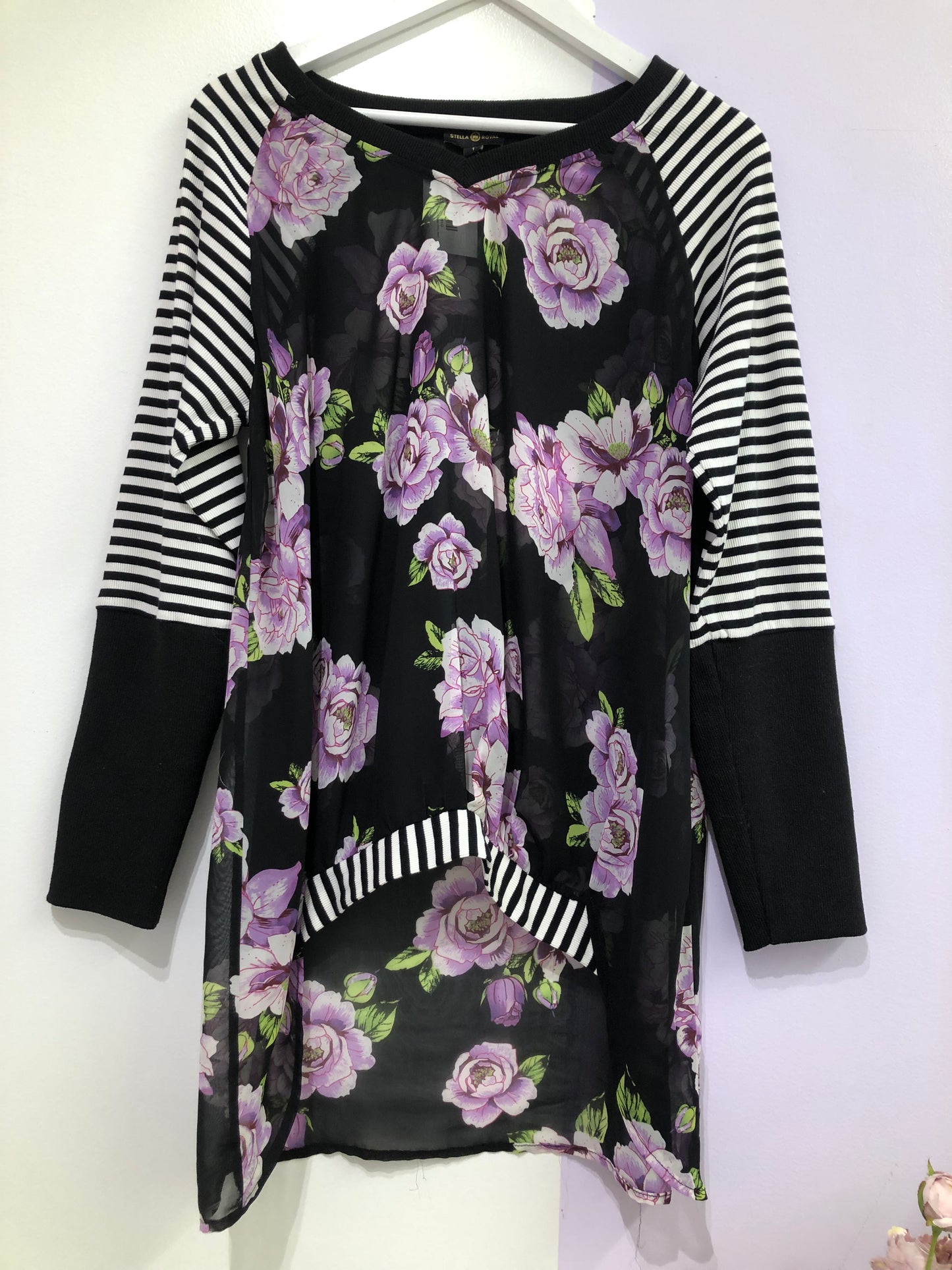 Stella Royal Black Stripe/Floral Long Sleeve, 14