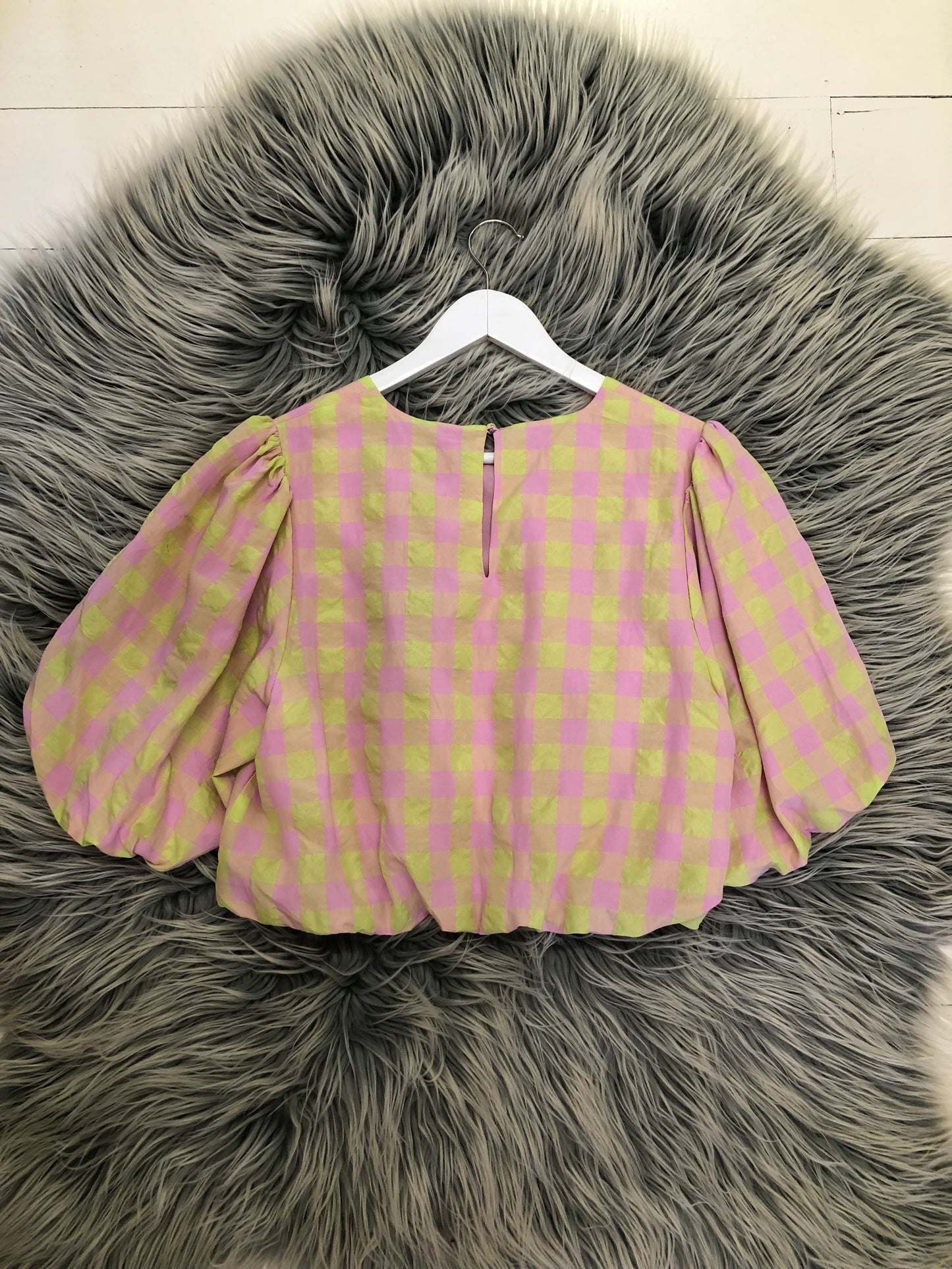 Decjuba Pink/Yellow Puff Sleeve Crop (Brand New), 12