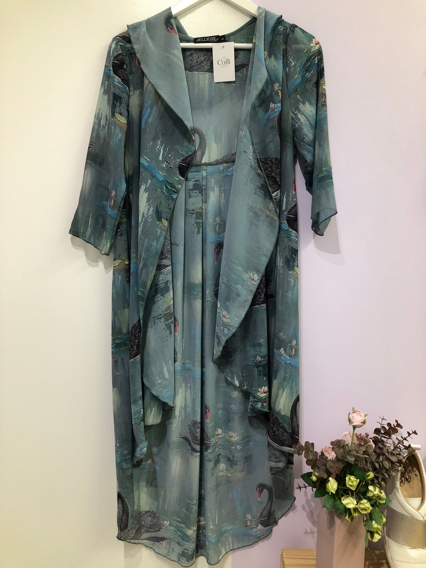 Jellicoe Green Swan Kimono, S