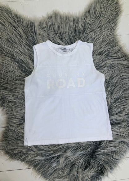 Country Road (Stained) White Tank Top, M