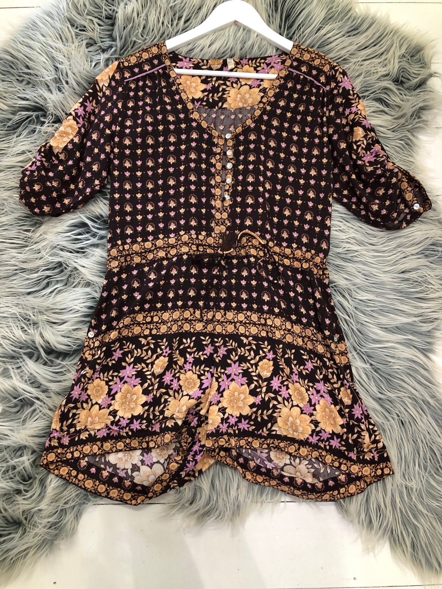 Spell Brown Print Playsuit, M