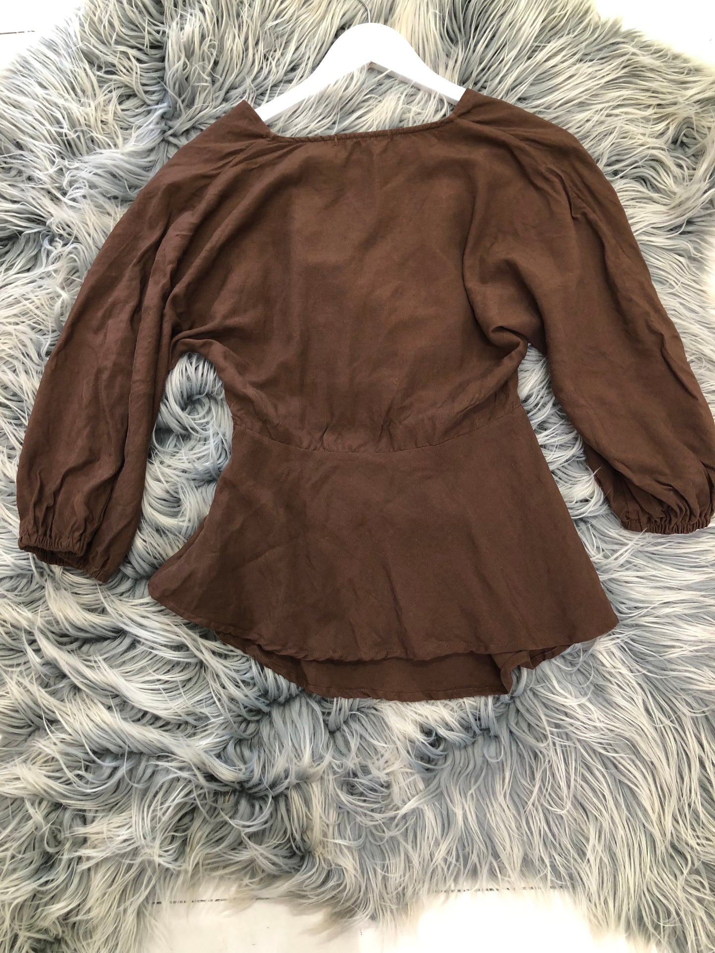 Ruby Brown Cut Out Linen Top, 10