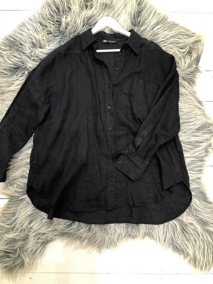 Zara Black Linen Oversized Shirt, 12