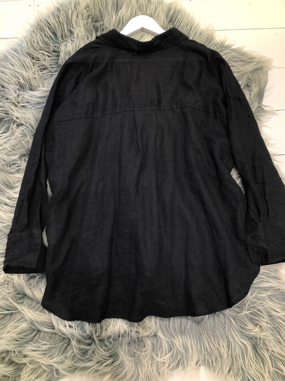 Zara Black Linen Oversized Shirt, 12