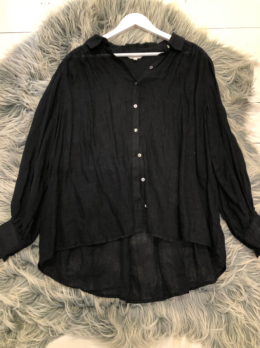 Max Black Linen Shirt, 12