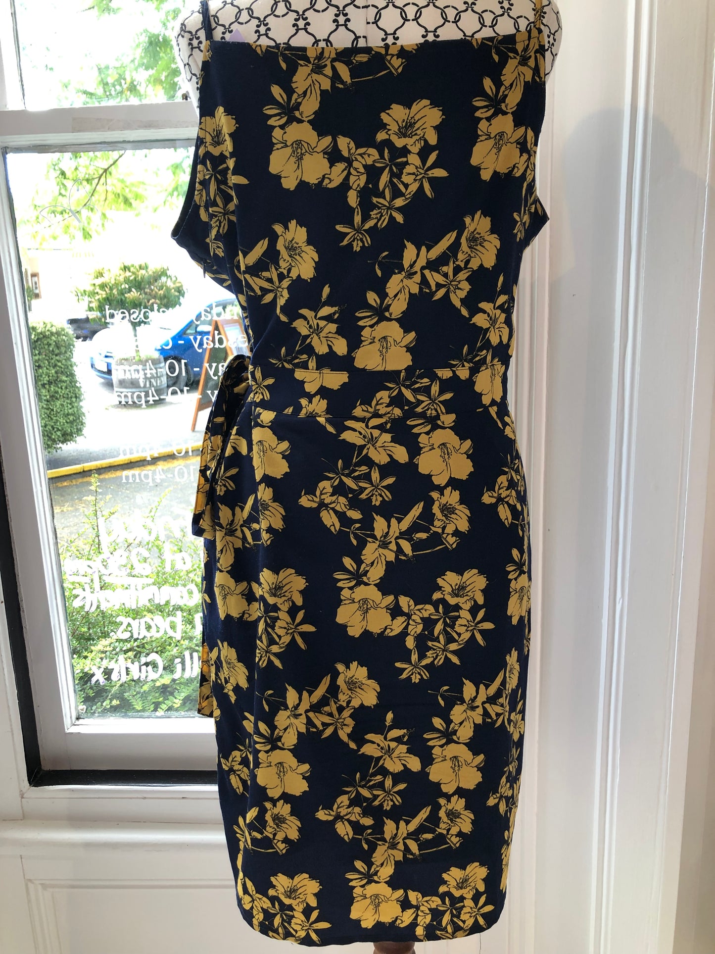 Unbranded Yellow/Navy Wrap Dress, 12