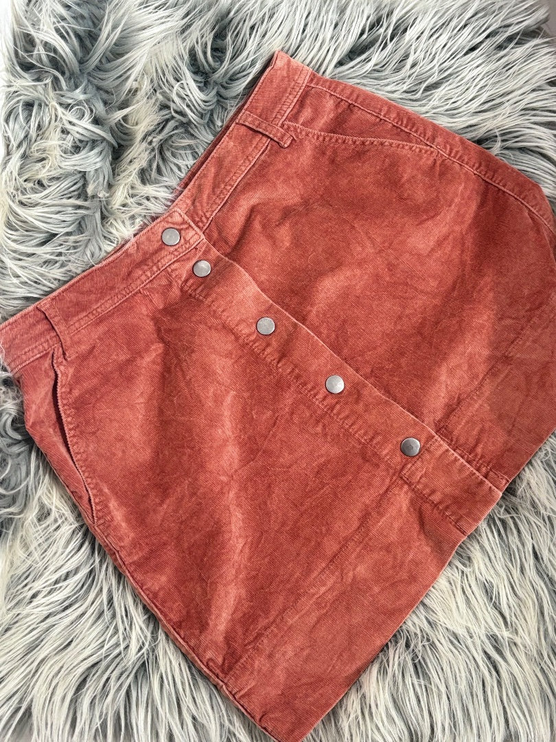 Glassons Rustic Red Ribbed Denim Mini Skirt - 12