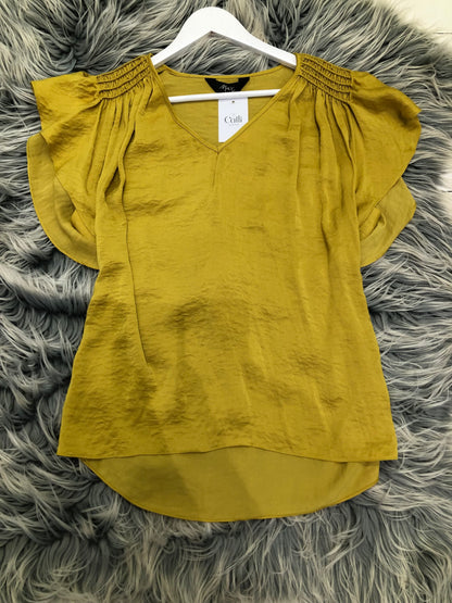 Max Yellow Ruffle Sleeve Top, 10