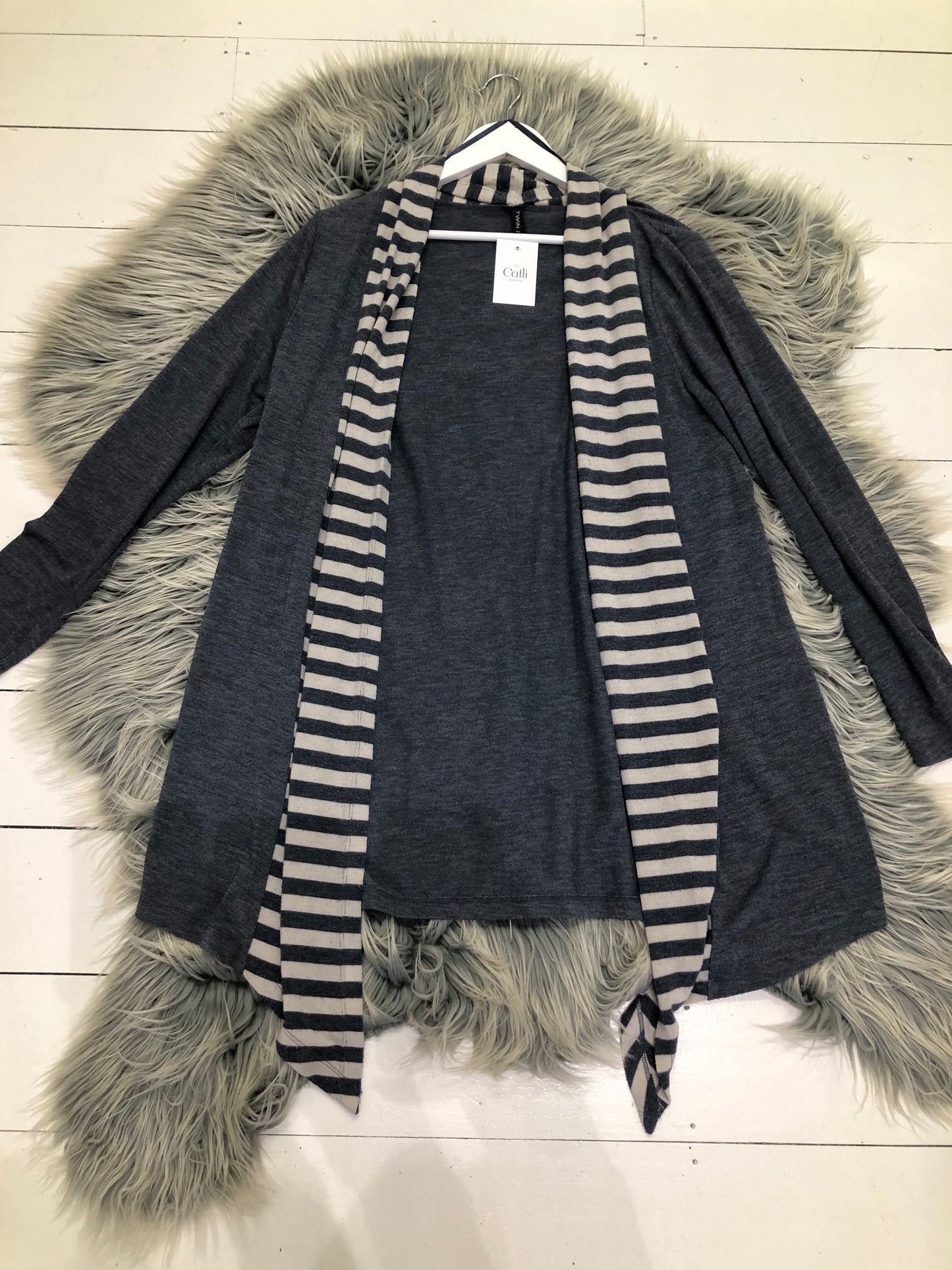 Twin Rivers Blue/White Stripe Cardigan, XL