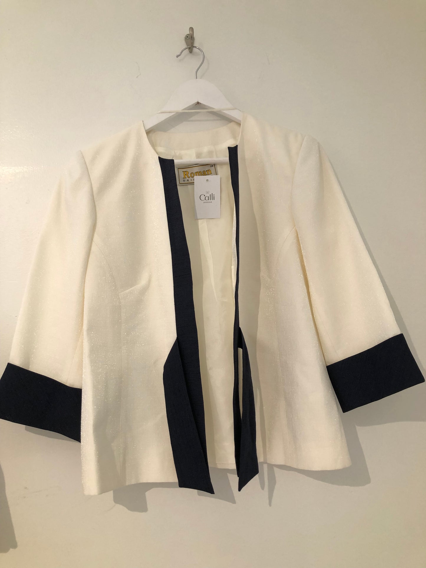 Roman Originals Cream/Navy Detail Jacket, 14