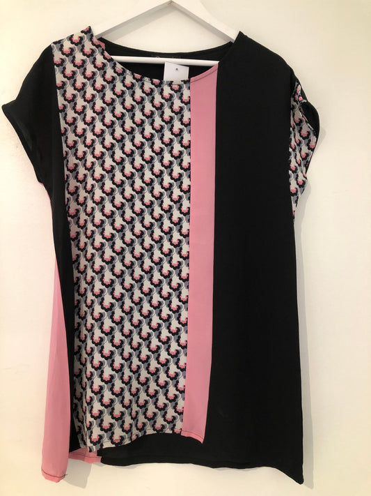 Merric Black/Pink Print Top, 8