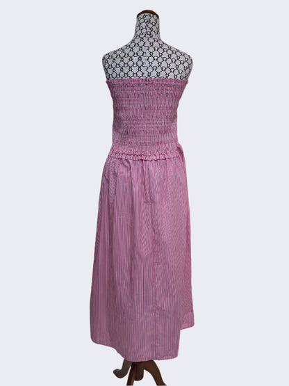 H&H Pink/White Stripe Boobtube Maxi Dress, 20