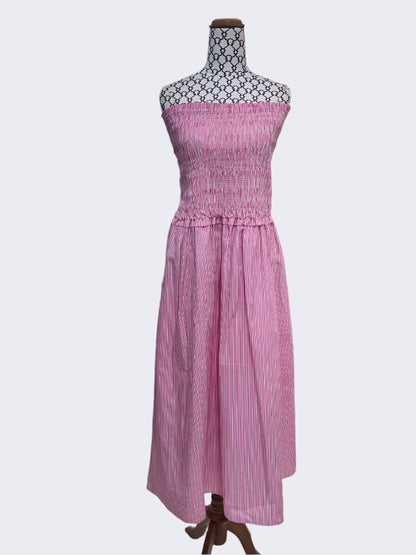 H&H Pink/White Stripe Boobtube Maxi Dress, 20