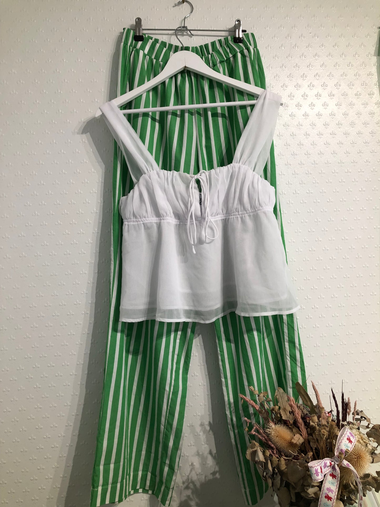 Glassons Green/White Stripe Pants, 12