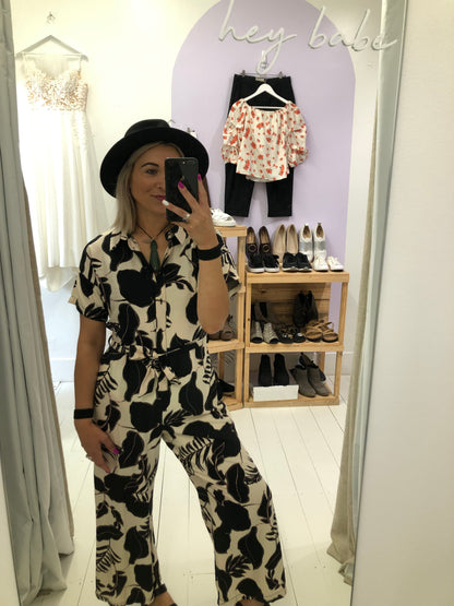 Spirit Beige/Black Floral Jumpsuit, 10