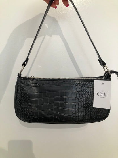 Anko Black Vegan Croc Shoulder Bag