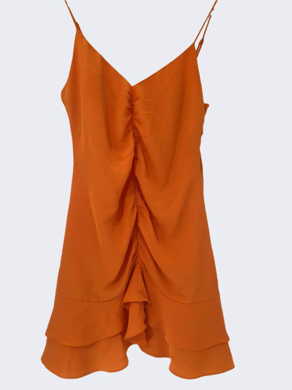 H&M Orange Frill Mini Dress M