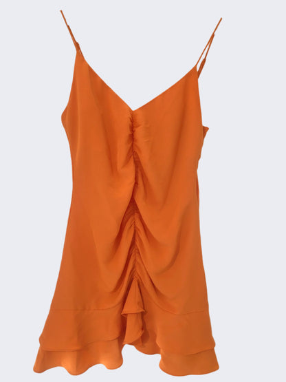 H&M Orange Frill Mini Dress M