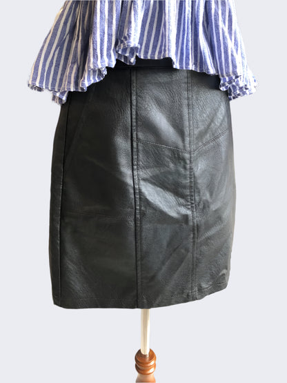 Dotti Black Mini Leather Skirt, 8
