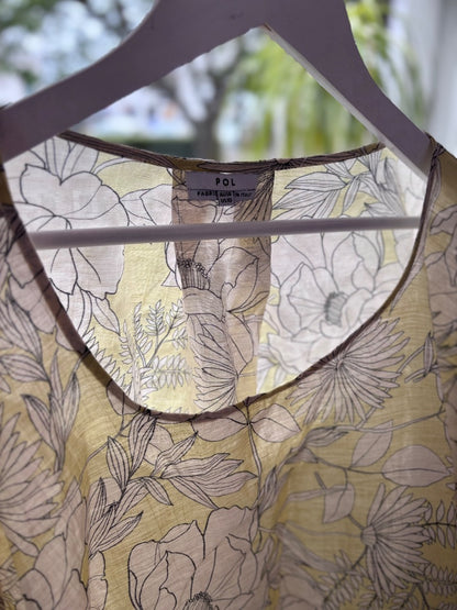 POL Yellow Floral W Under Garment Top, 10-14 (Brand New)