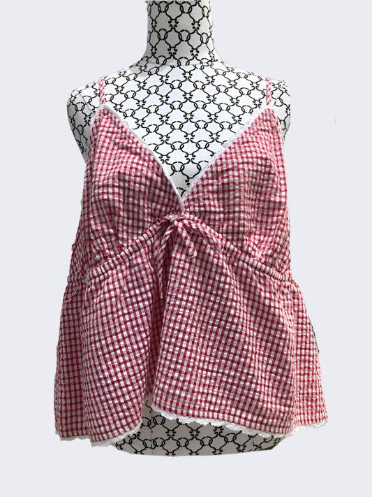 Cotton On Red/White Plaid Print Cami