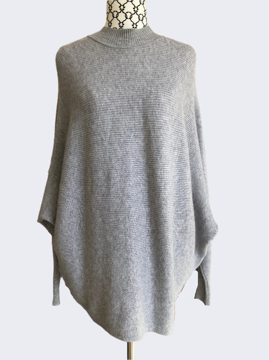 Whistle Grey Ribbed Knit Jumper, XS