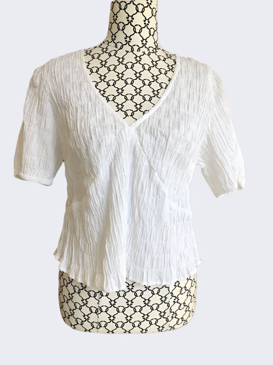 Glassons White Ruffled V Neck Top, 6