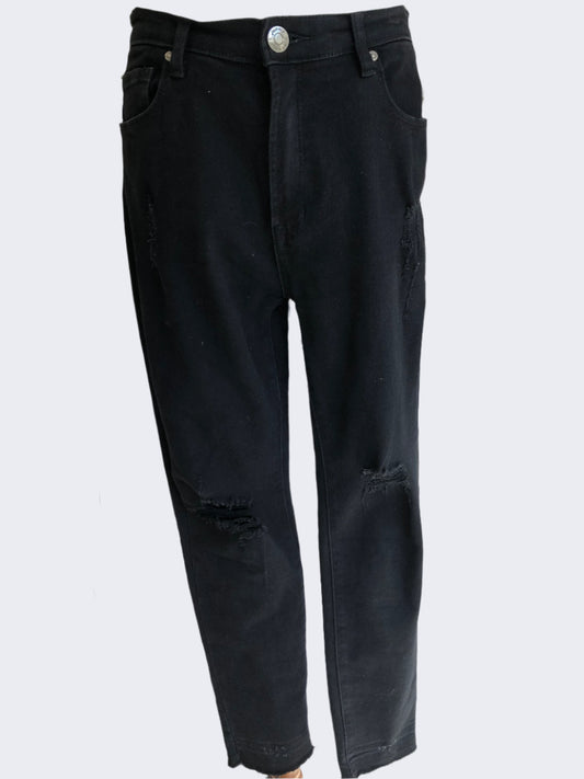 Wakee Black Ripped Denim Jeans, 12