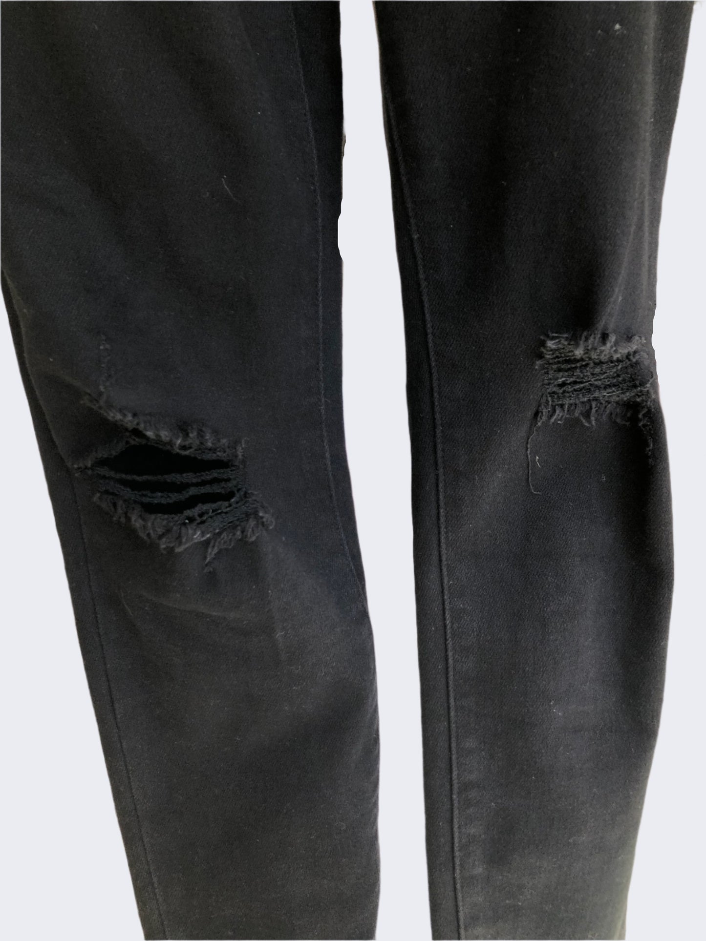 Wakee Black Ripped Denim Jeans, 12