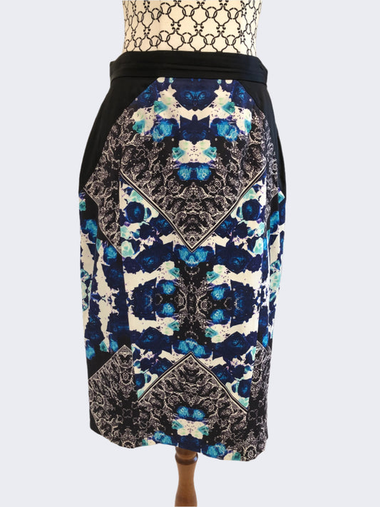 Cue Black And Blue Floral Midi Skirt 10