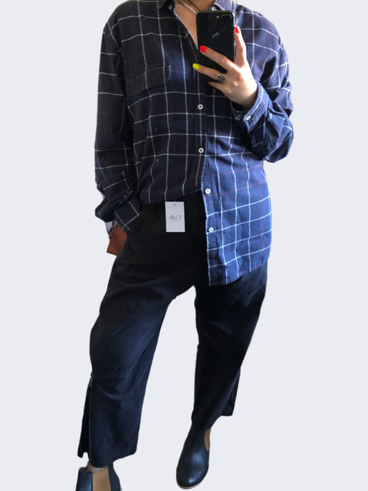 Huffer Navy Check Shirt, XL