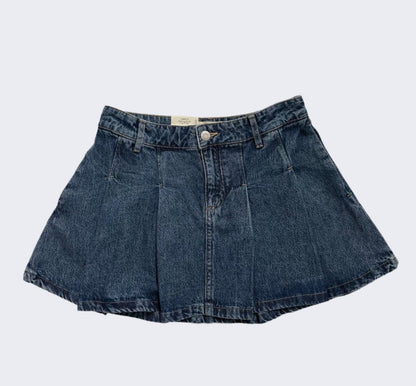 Cotton On Denim Pleated Mini Skirt, 8 (Brand New)