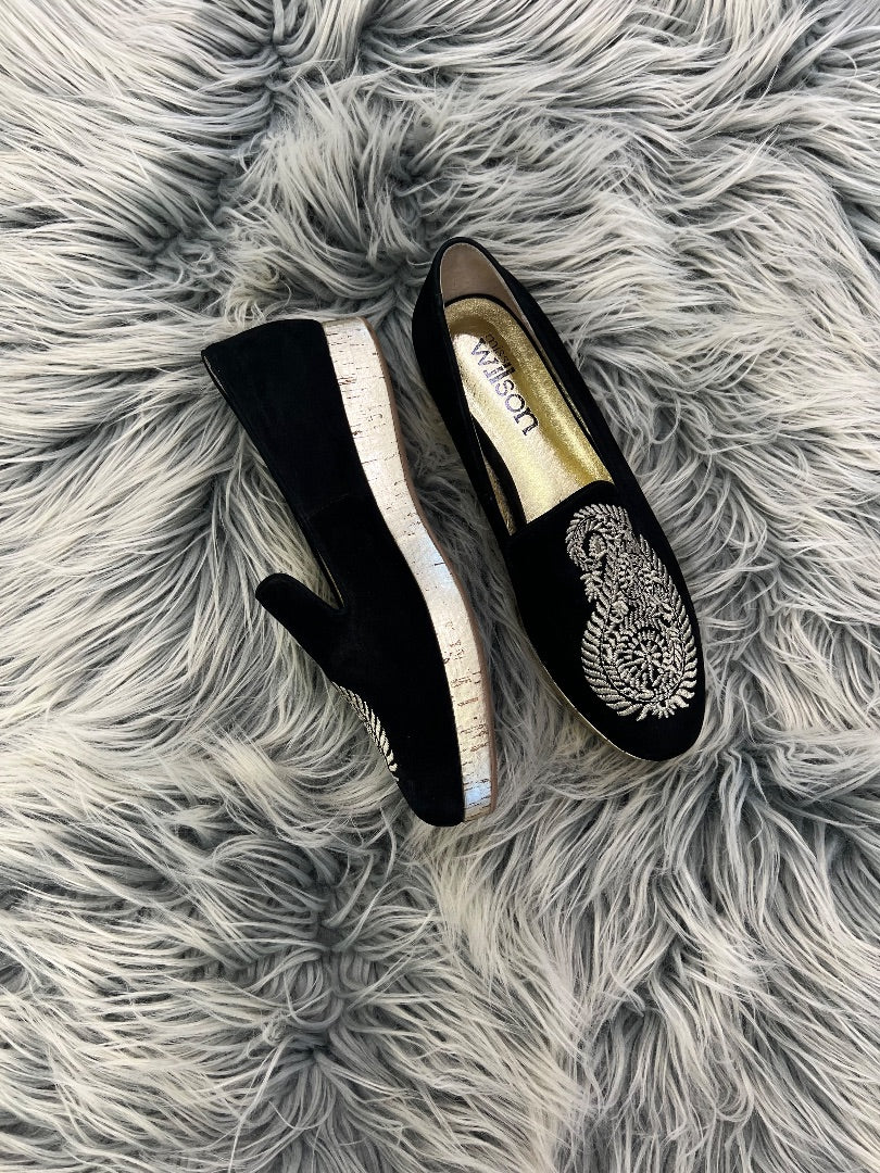 Miss Wilson Black and Gold Slip On's - 10