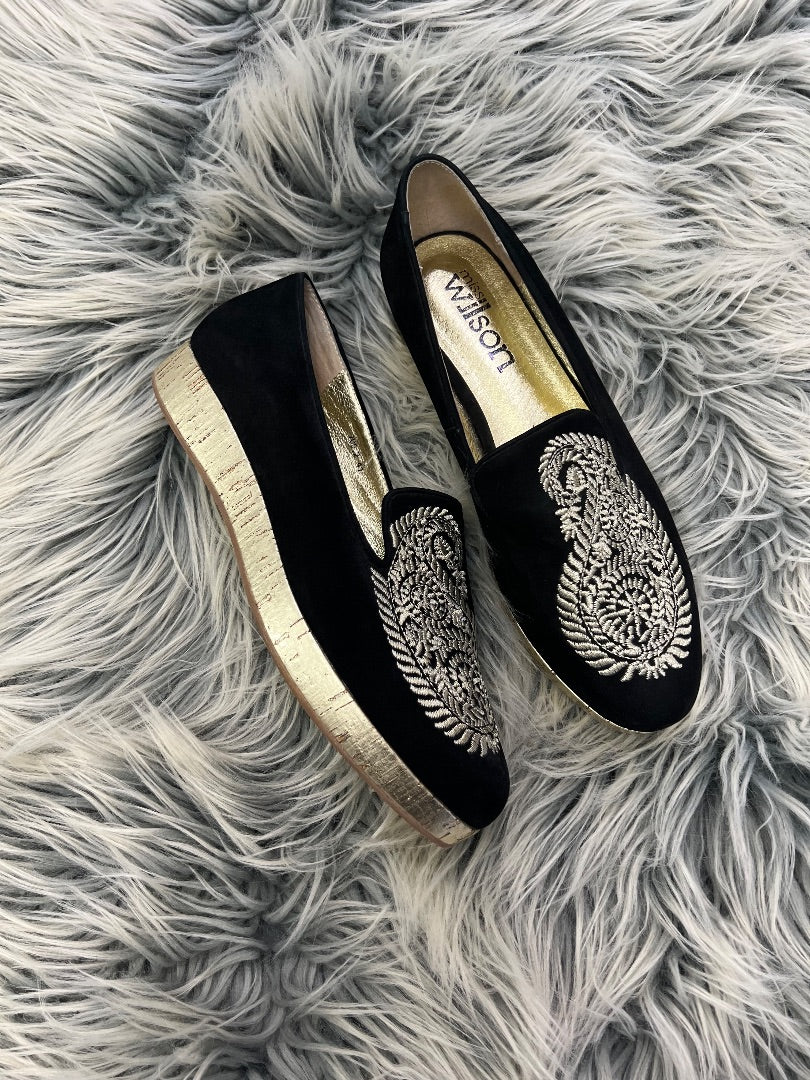 Miss Wilson Black and Gold Slip On's - 10